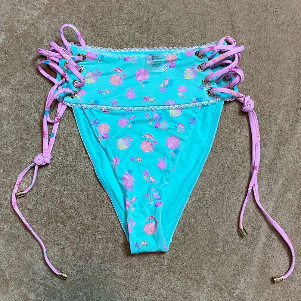 Beach Bunny Aqua and Pink Seashell Bikini Bottom